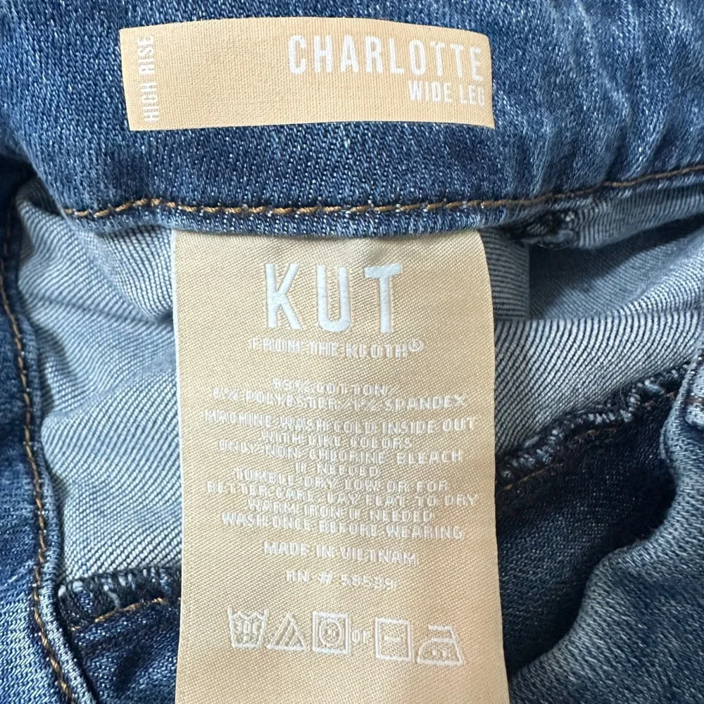 Kut from the Kloth Charlotte High Rise Wide Leg Crop Jeans 12P Blue Denim Casual